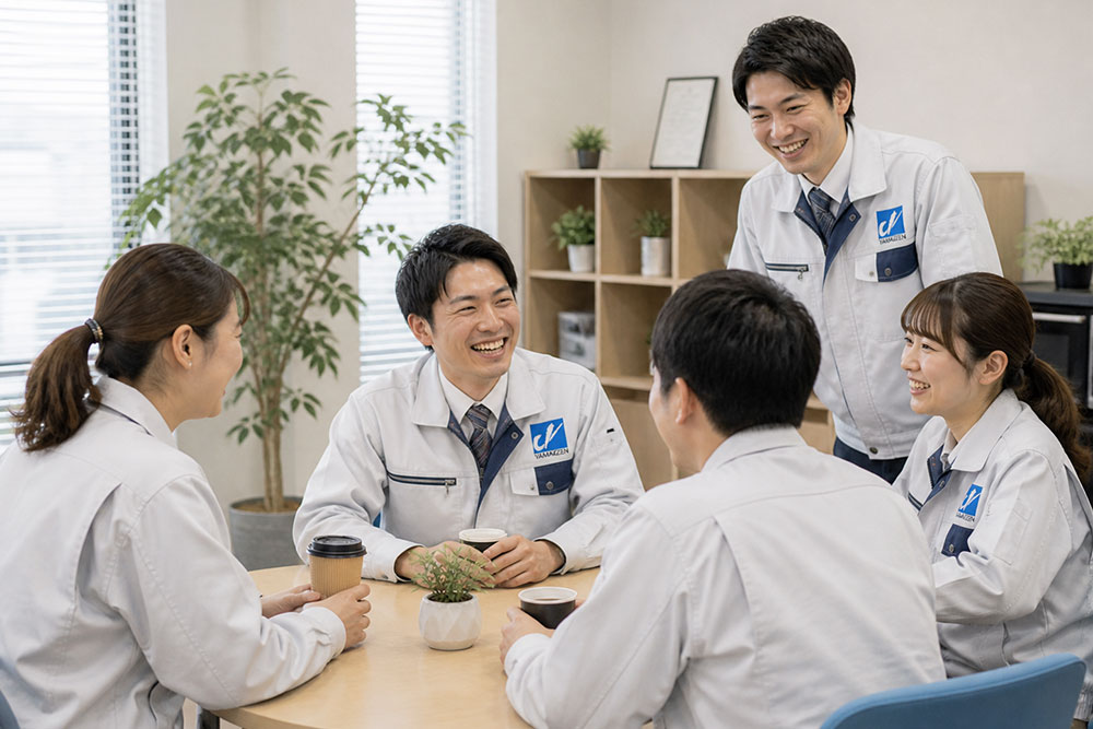 社員同士話がしやすく社員同士でたのしく会話をする様子